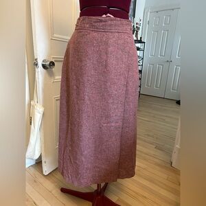 Classic A-Line Wrap wool blend Midi Skirt in Dusty Rose